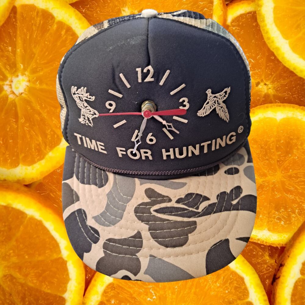 Sports Time Time for Hunting Camo with‎ Clock Snapback Adjustable Hat Cap